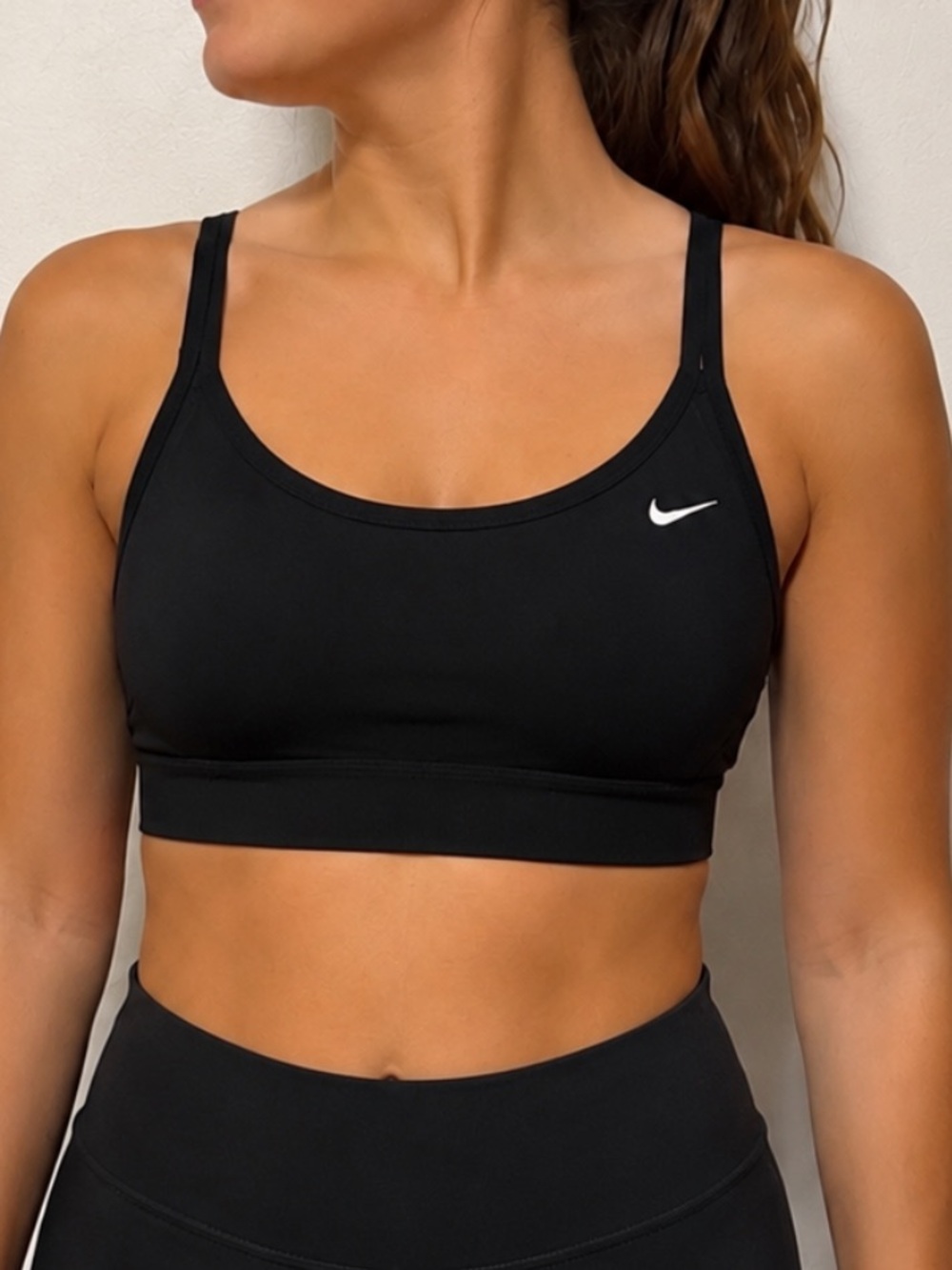 Nike Black Scoop Neck Sports Bra with Thin Straps